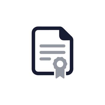 Flat Simple Document Certificate with Ribbon Icon Style and Professional Look vector