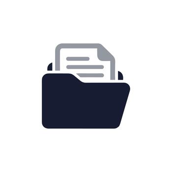 moderno plano estilo abierto archivo carpeta con documento icono ilustración vector