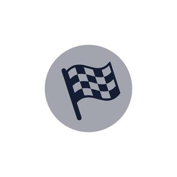 Simple Flat Finish Line Checkered Flag Icon Inside Circle Shape vector