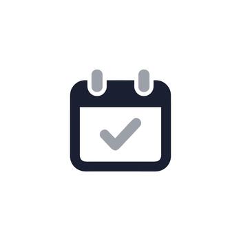 minimalista plano calendario marca de verificación icono símbolo para evento Planificación vector