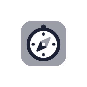 minimalista sencillo Brújula navegación aplicación icono en cuadrado marco vector