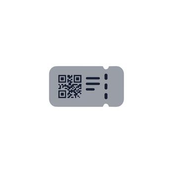 Minimalist Rounded Corner Ticket with QR Code and Information Lines Icon vector