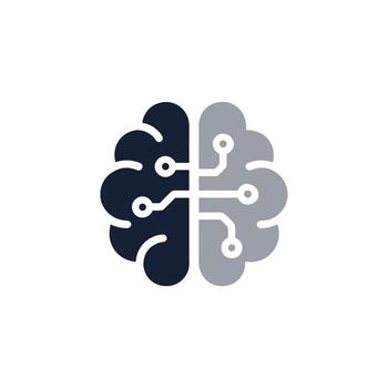 Minimalist Flat Artificial Intelligence Brain Circuit Board Conceptual Icon vector