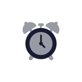 Flat Style Rounded Alarm Clock Notification Alert Time Icon Graphic vector