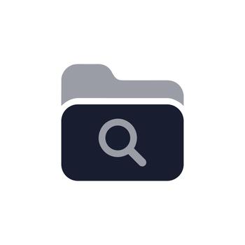 Flat Style Minimal Folder Search Icon For Document and File Management vector