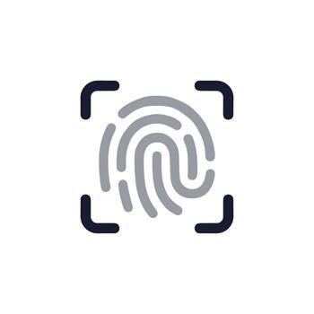 Minimalist Line Fingerprint Scan Identity Authentication Security System Icon vector