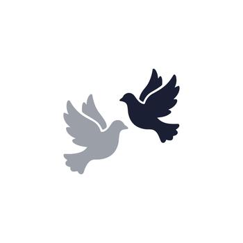 Minimalist Simple Two Color Dove Bird in Flight Graphic Icon vector