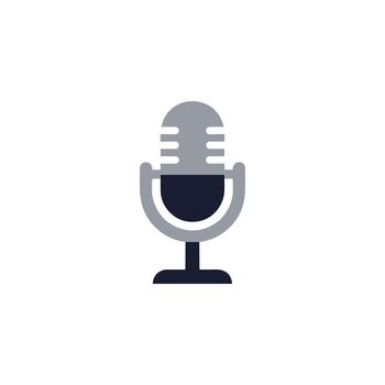 Minimalist Flat Microphone Recording Broadcast Communication Device Element Icon vector