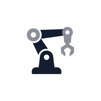 sencillo plano estilo robótico brazo automatización tecnología máquina icono vector