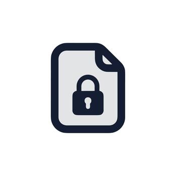 Simple Outline Secure Document with Padlock Shape Icon Illustration vector