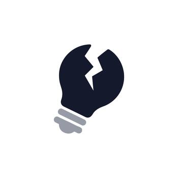 Modern Simple Broken Light Bulb Icon Concept Design on White Background vector