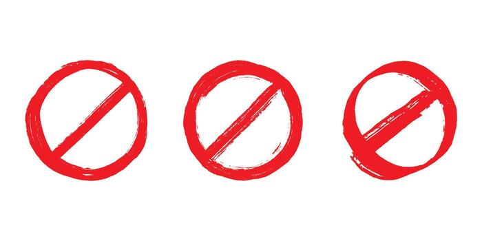 ban pencil Set of hand drawn prohibition sign No entry symbol Red circle with cross line clipart in doodle style Ban Restriction Forbidden stop Single element for print, web, design vector