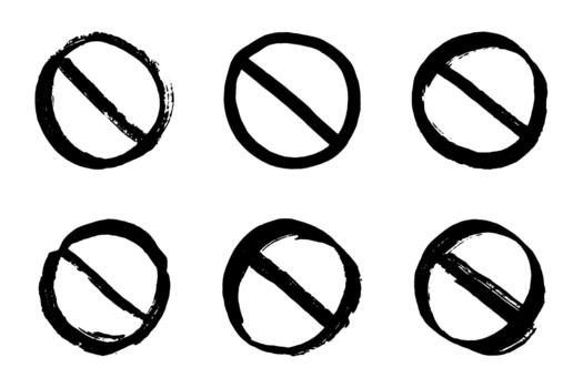 ban cross Set of hand drawn prohibition sign No entry symbol Black circle with cross line clipart in doodle style Ban Restriction Forbidden stop Single element for print, web, design vector
