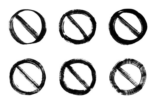 ban limit Set of hand drawn prohibition sign No entry symbol Black circle with cross line clipart in doodle style Ban Restriction Forbidden stop Single element for print, web, design vector