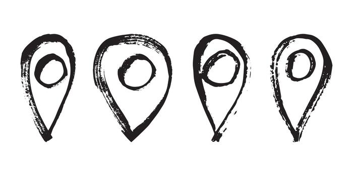 navigation traveling Set of hand drawn map pin Map marker pointer sign GPS and mapping tools Location pin symbol Pinpoint clipart in doodle style Single element for web, design vector