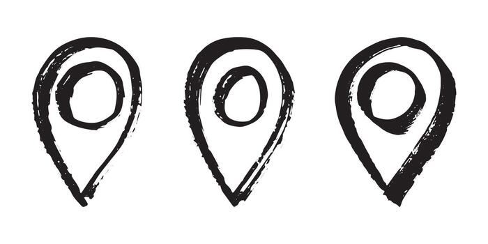 navigation marker Set of hand drawn map pin Map marker pointer sign GPS and mapping tools Location pin symbol Pinpoint clipart in doodle style Single element for web, design vector