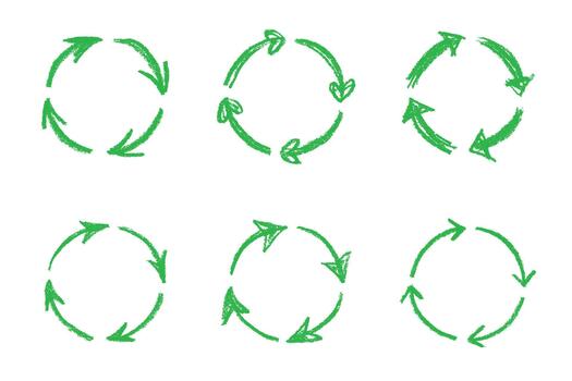 motion arrow pictogram Set of hand drawn recycle arrow icon Recycling resources symbol Reuse of materials, zero waste, green environment, saving the planet vector
