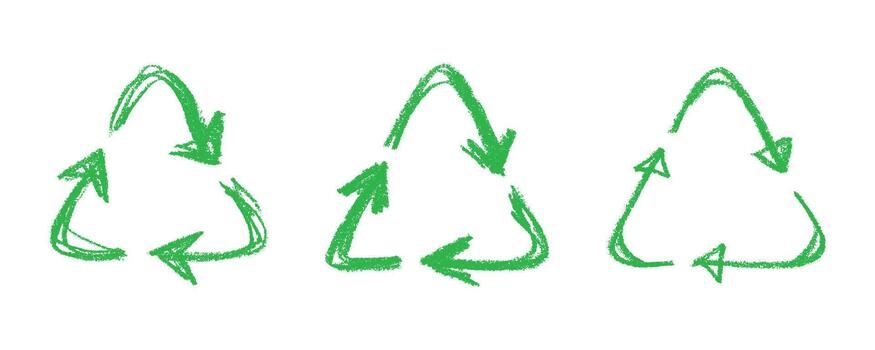 motion arrow pollution Set of hand drawn recycle arrow icon Recycling resources symbol Reuse of materials, zero waste, green environment, saving the planet vector