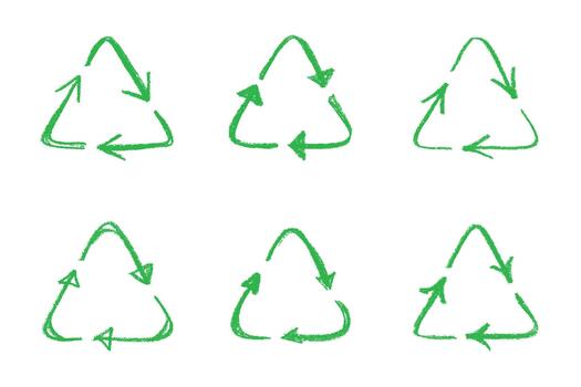 motion arrow concept Set of hand drawn recycle arrow icon Recycling resources symbol Reuse of materials, zero waste, green environment, saving the planet vector