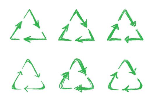 motion arrow doodle Set of hand drawn recycle arrow icon Recycling resources symbol Reuse of materials, zero waste, green environment, saving the planet vector