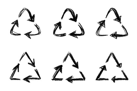 motion arrow rotation Set of hand drawn recycle arrow icon Recycling resources symbol Reuse of materials, zero waste, green environment, saving the planet vector