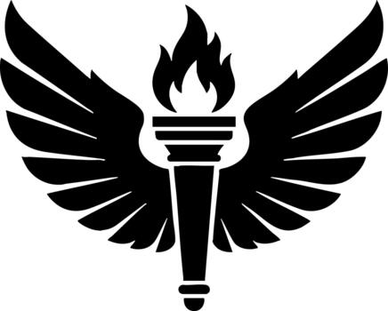 Winged Flaming Torch Icon Symbol Graphic Design vector