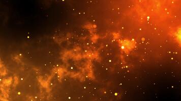 dynamisk abstrakt bakgrund med orange-guld partikel flöde. lysande partiklar ström från vänster till rätt på en fast svart skärm. 4k hög upplösning video