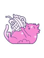 glitter effekt animering av tecknad serie katt spelar med boll av sträng video