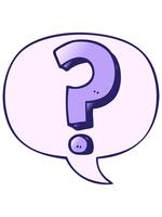 pressione popping animazione di cartone animato domanda marchio con discorso bolla nel liscio pendenza stile video