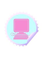 spinning rörelse animering av dator med mus och skärm cirkulär peeling klistermärke video