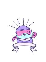 bobbande rörelse animering av en skrolla baner med tatuering stil skäggig man böjning bicep video