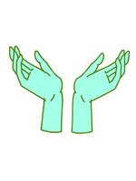 vicka och paus animering av ikoniska tatuering stil bild av öppen händer i ljus glöd Färg video