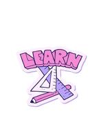 guppa och paus animering av klistermärke av en tecknad serie penna och linjal under lära sig symbol video