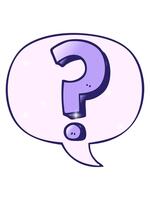 luccichio effetto animazione di cartone animato domanda marchio con discorso bolla nel liscio pendenza stile video