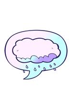 guppa och paus animering av regn moln med Tal bubbla i slät lutning stil video