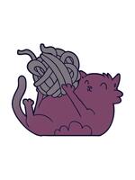 neon ljus effekt animering av tecknad serie katt spelar med boll av sträng video