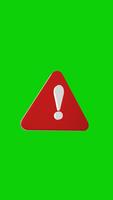 Red three dimensional warning symbol isolated on green background, perfect for caution messages and instructional design video