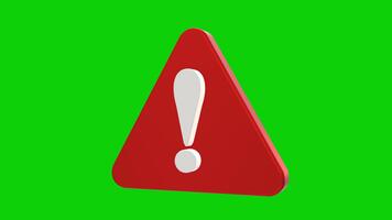 Red three dimensional warning symbol on green background, perfect for caution messages and instructional design video