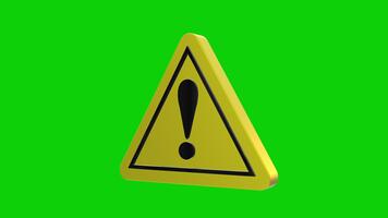 3D warning triangle icon with a rotating exclamation mark on a dark background, perfect for alert visuals and digital interface designs video