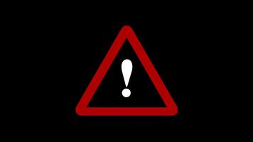 Animated red warning icon displayed on a green screen background, ideal for alerts, notifications, and motion graphic overlays. video