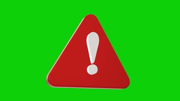 3d rosso avvertimento triangolo icona su un' verde sfondo, progettato per sicurezza avvisi, attenzione messaggi, e rischio comunicazione immagini. video