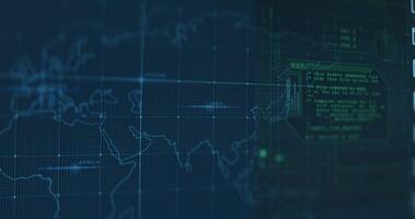 data visualisering av en värld Karta med en digital täcka över video