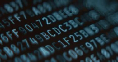 hexadecimal koda på dator skärm, stänga upp se video