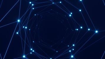 network background with interconnected lines and glowing dots loop animated video