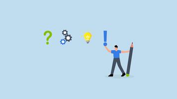 criativo pensando para solução ou resultado, 4k animação do homem de negocios resolução problema com solução video