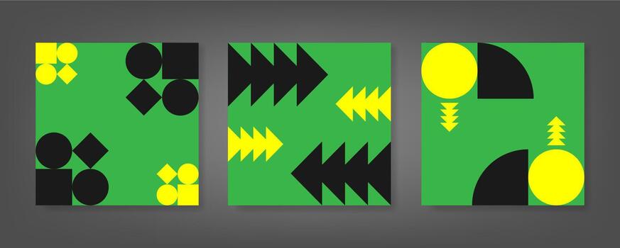 Abstract Geometric Social Media Post Background Set with Bold Shapes and Modern Flat Design vector