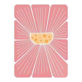 plano ilustración de un simétrico flor inscrito en un rectángulo. un moderno resumen geométrico elemento. un ideal soltero diseño elemento para carteles, hogar decoración huellas dactilares, textiles, y moderno antecedentes vector