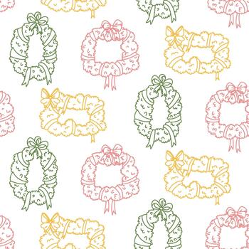 sin costura modelo con multicolor contorno Navidad coronas de varios formas con arcos minimalista fiesta diseño para festivo envase papel, estacional huellas dactilares en textiles, o digital antecedentes vector