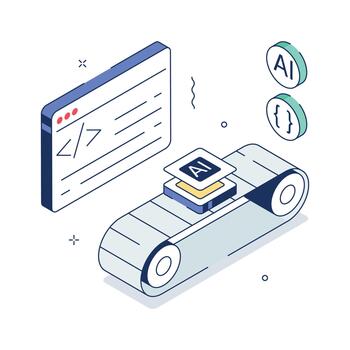 automatizado datos Procesando isométrica ilustración en de moda diseño estilo vector