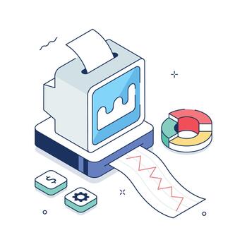 Analytical BI report with charts, dashboards, and performance metrics, isometric illustration vector